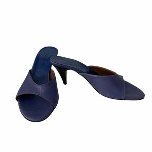 Blue Slip On Italian Leather Heels Shoes Size 5.5 Brand New